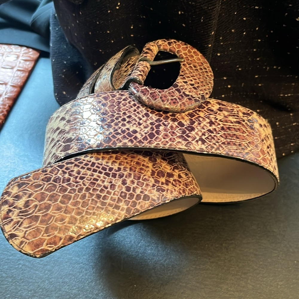 Leatherock Brown Snakeskin-Pattern Belt